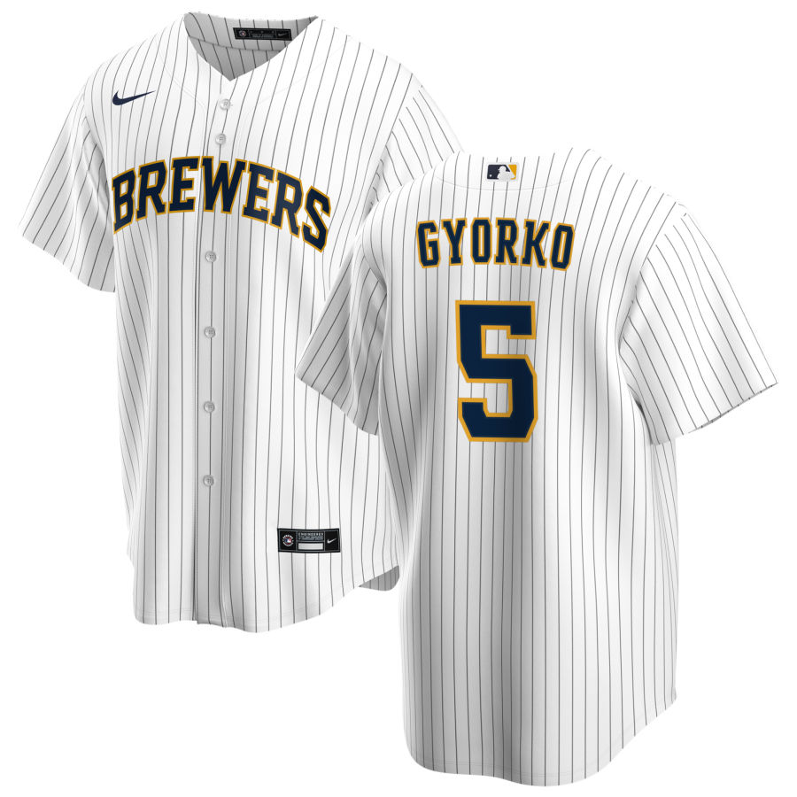 Nike Men #5 Jedd Gyorko Milwaukee Brewers Baseball Jerseys Sale-White